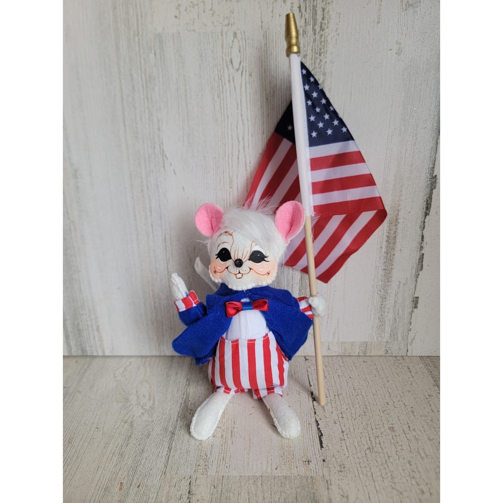 Annalee patriotic mouse American flag July 4th plush home decor USA